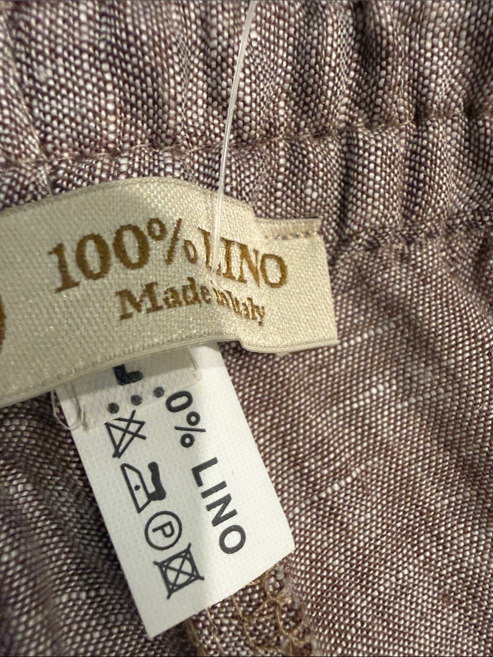 Linen Made in Italy Elastic Waist Bermuda Shorts in Brown - Unbranded - Picture 3 of 8